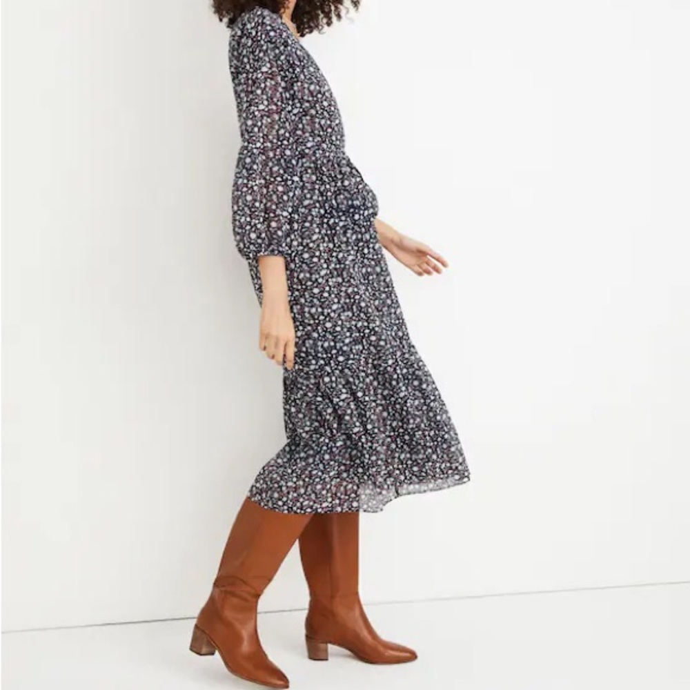 Madewell Tie Waist Midi Dress in Harvest Vine Size Small - Picture 5 of 13